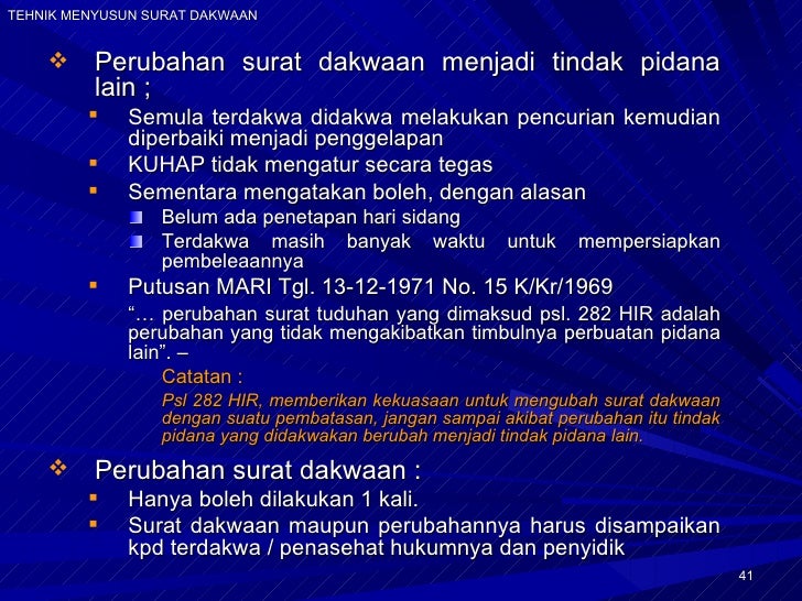 Contoh Surat Dakwaan Tindak Pidana Pencurian