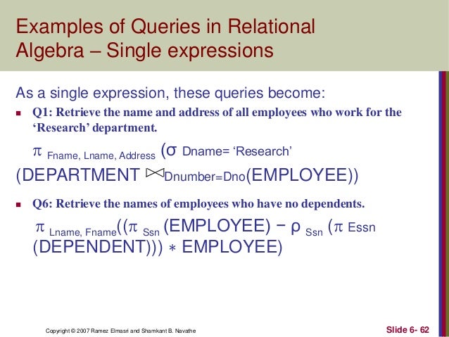 5 the relational algebra and calculus
