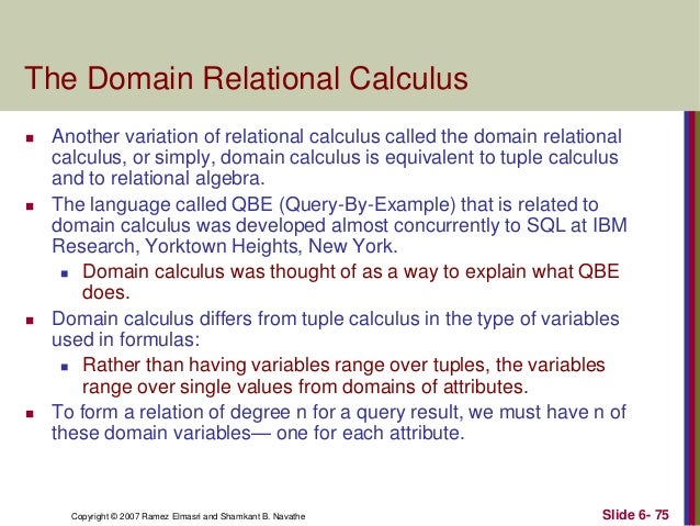 5 the relational algebra and calculus