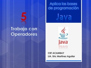 Aplica las bases
de programación




CBT ACAMBAY
LIA. Eric Martínez Aguilar
 
