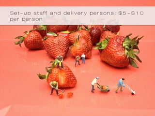 Set-up staff and delivery persons: $5-$10
per person
 