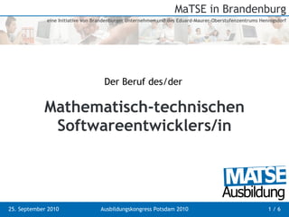 Mathematisch-technischen Softwareentwicklers/in Der Beruf des/der 