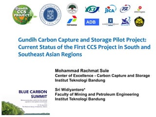 1)
Gundih Carbon Capture and Storage Pilot Project:
Current Status of the First CCS Project in South and
Southeast Asian Regions
Mohammad Rachmat Sule
Center of Excellence - Carbon Capture and Storage
Institut Teknologi Bandung
Sri Widiyantoro*
Faculty of Mining and Petroleum Engineering
Institut Teknologi Bandung
ADB
 