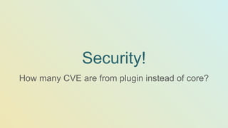 Security!
How many CVE are from plugin instead of core?
 
