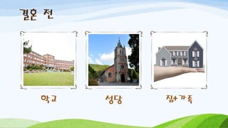 결혼 전
학교 성당 집+가족
 