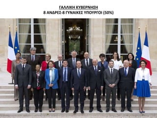 ΓΑΛΛΙΚΗ ΚΥΒΕΡΝΗΣΗ 
8 ΑΝΔΡΕΣ-8 ΓΥΝΑΙΚΕΣ ΥΠΟΥΡΓΟΙ (50%) 
 