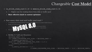 DECISION_CONST = 0.2
if( (INDEX_SIZE/BUFFER_POOL_SIZE) < DECISION_CONST ){
in_memory_estimation = 1.0
}else if( (INDEX_SIZE/BUFFER_POOL_SIZE) > 1.0 ){
in_memory_estimation = 0.0
}else{
in_memory_estimation = 1.0 –
(((INDEX_SIZE/BUFFER_POOL_SIZE) - DECISION_CONST) / (1.0 - DECISION_CONST))
}
 
