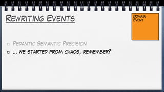 Rewriting Events
Pedantic Semantic Precision
… we started from chaos, remember?
Domain
Event
 