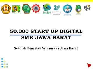 50.000 START UP DIGITAL
SMK JAWA BARAT
Sekolah Pencetak Wirausaha Jawa Barat
 