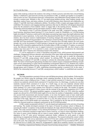 Gbl Algorithm Modelling computational thinking with game-based learning among primary ...