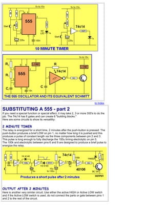 to Index
SUBSTITUTING A 555 - part 2
If you need a special function or special effect, it may take 2, 3 or more 555's to d...