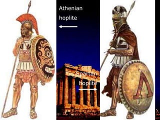 They were typically armored with bronze chest plates (called a cuirass), a helmet with cheek guards, and greaves (shin guards).