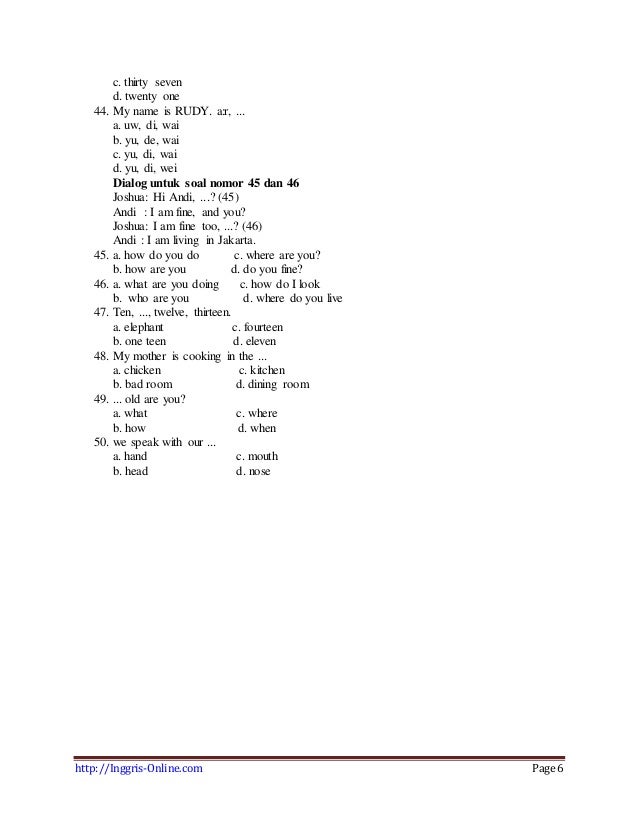 50 contoh soal bahasa inggris kelas 4 sd inggris online 50 contoh soal bahasa inggris kelas 4 sd inggris online