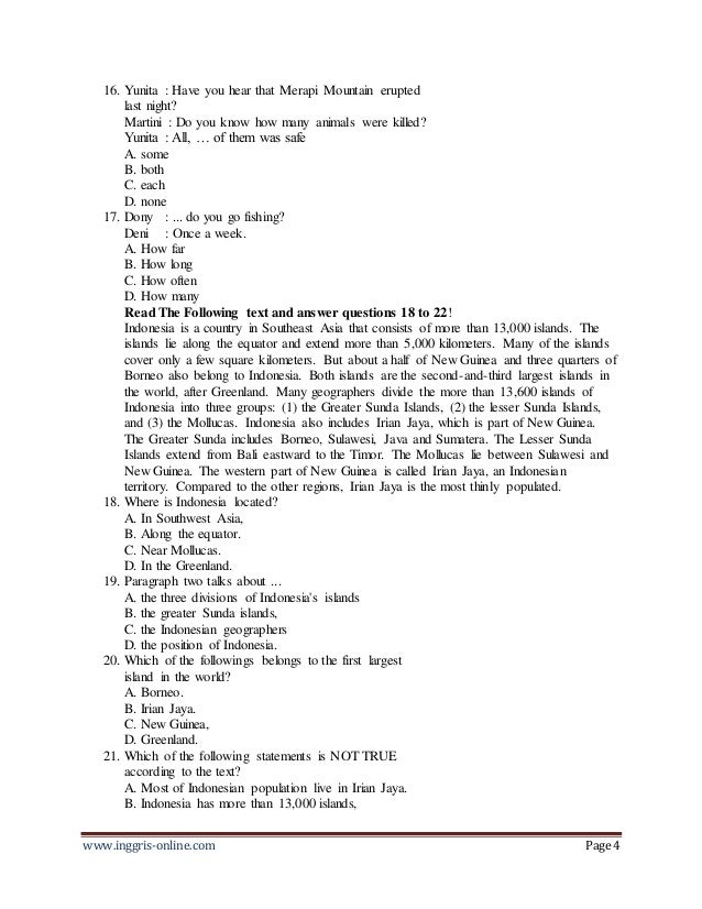 ⁂ View soal un listening bahasa inggris sma 2014 dan kunci jawabannya images