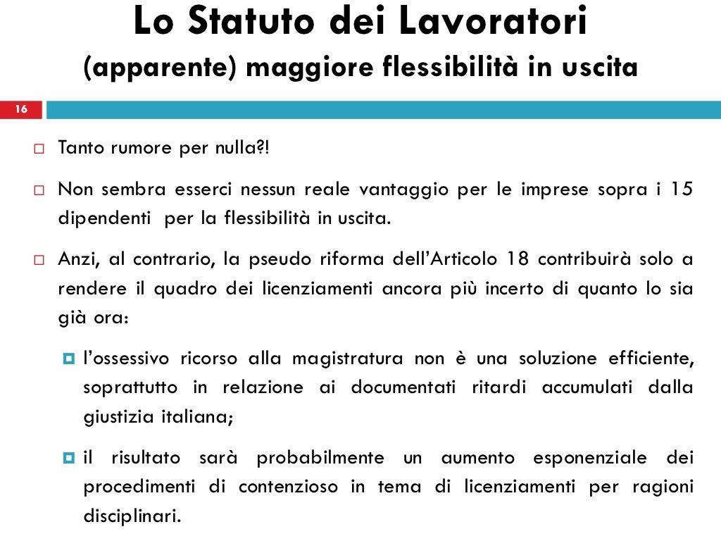 Art 18 Dello Statuto Dei Lavoratori Dallo statuto dei lavoratori allo statuto dei lavori