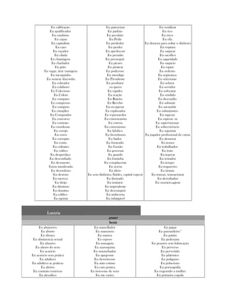 Eu calibração
Eu qualificador
Eu cambista
Eu capaz
Eu capitalista
Eu caro
Eu caçador
Eu cilada
Eu chantagem
Eu charlador
Eu grito
Eu sugar, tirar vantagem
Eu mesquinho
Eu semear discordia
Eu cobrador
Eu colaboro
Eu Coleciono
Eu Coleto
Eu comparo
Eu compenso
Eu competo
Eu cúmplice
Eu Comprador
Eu concurso
Eu contrato
Eu coordenar
Eu corrijo
Eu corro
Eu corrupto
Eu conto
Eu culmino
Eu cultivo
Eu desperdiço
Eu desconfiado
Eu desonesto
Estou imoderado
Eu desordeno
Eu destruo
Eu mereço
Eu dirijo
Eu diminuo
Eu domíno
Eu edifíco
Eu egoísta
Eu patrocinar
Eu padrão
Eu peculato
Eu Pedir
Eu perdedor
Eu perder
Eu aperfeçoar
Eu permito
Eu persseguir
Eu picaro
Eu piratear
Eu poderoso
Eu mendigo
Eu Presidente
Eu produtor
eu quero
Eu rapides
Eu reação
Eu Rejeito
Eu Recebo
Eu recuperar
Eu explorador
Eu espremedor
Eu extorsionista
Eu extrvio
Eu extremismo
Eu falsifico
Eu favoritismo
Eu fiador
Eu frustrado
Eu Gastão
Eu governar
Eu guardo
Eu fominha
Eu complacente
Eu xereta
Eu ideio
Eu sem dinheiro, fluides, capital especie
Eu ilustrado
Eu imitator
Eu imprudente
Eu descumprir
Eu indiscreta
Eu infatigável
Eu reutilizar
Eu rico
Eu risco
Eu rifa
Eu demora para soltar o dinheiro
Eu roptura
Eu saquear
Eu sacrifico
Eu sagacidade
Eu saqueio
Eu raptar
Eu sedento
Eu segurança
Eu selecionar
Eu seletor
Eu servidor
Eu solventar
Eu sórdido
Eu desconfio
Eu subsistir
Eu sucumbir
Eu subministro
Eu superar
Eu superar -se
Eu supervisionar
Eu sobrevivência
Eu suprimir
Eu jogador profissional de cartas
Eu demorar
Eu temor
Eu trabalhador
Eu traio
Eu teperar
Eu tentador
Eu tempo
Eu trapaceiro
Eu tirania
Eu transar, transacionar
Eu derrubador
Eu usurário,agiota
LuxuriaLuxuriaLuxuriaLuxuria
prazerprazerprazerprazer
SentirSentirSentirSentir
Eu abejorreo
Eu aborto
Eu abraço
Eu abstinencia sexual
Eu abusivo
Eu abuso do sexo
Eu acaricio
Eu acaricio sem prática
Eu adultero
Eu adultero as práticas
Eu afetivo
Eu contráio venéreas
Eu alcoólico
Eu mancillador
Eu manuseio
Eu marica
Eu esposo
Eu masagista
Eu masoquista
Eu masturbador
Eu apego-me
Eu desvisto-me
Eu auto estimo
Eu caio pratica
Eu troco-me de sexo
Eu me castro
Eu papai
Eu parrandeiro*
Eu patám
Eu pederasta
Eu penetro sem lubricação
Eu perverso
Eu pervertido
Eu platónico
Eu polígamo
Eu poluciono
Eu pornografía
Eu engravido a mulher
Eu primeira copula
 