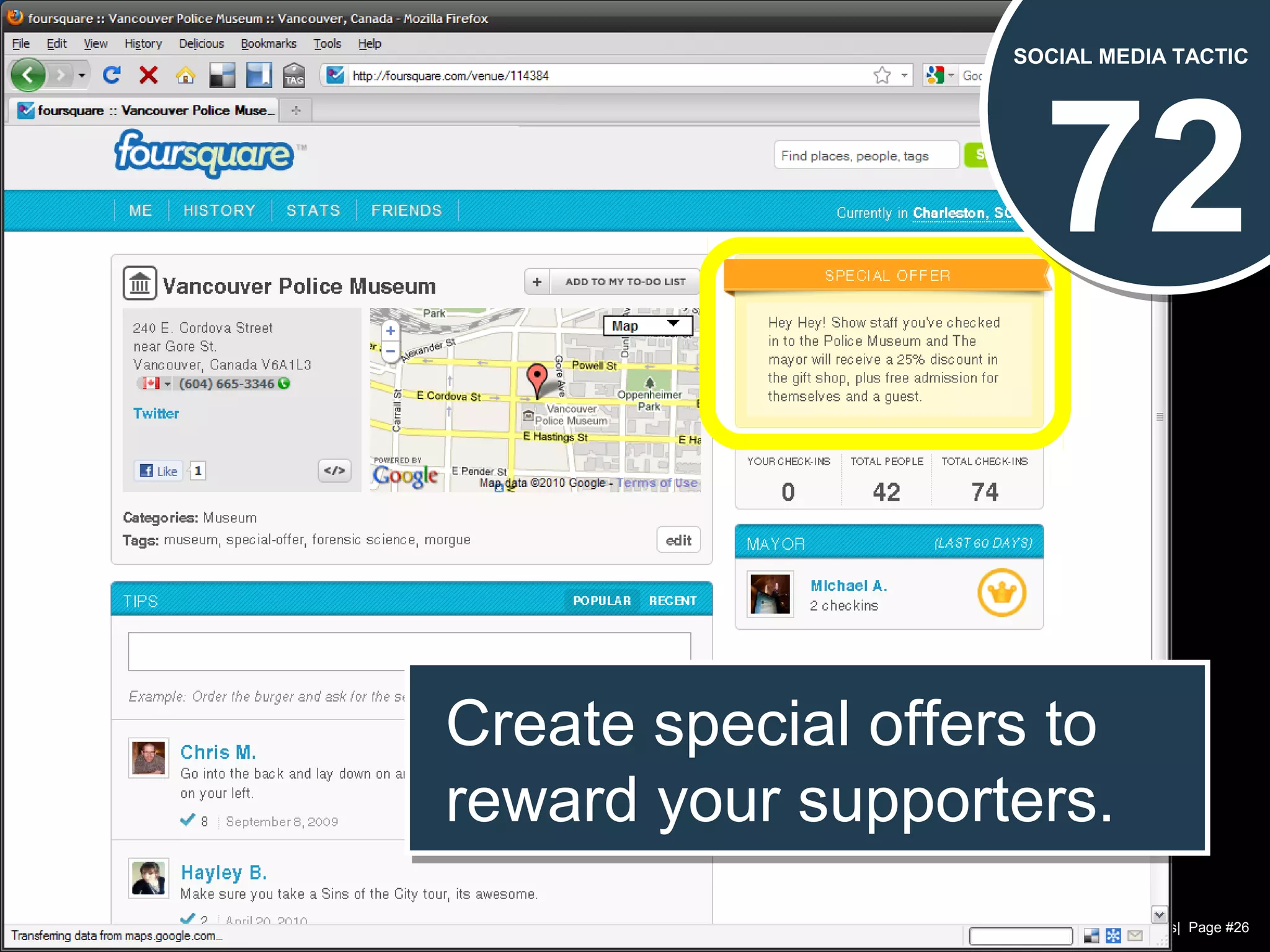 Chad Norman & Melanie Mathos| Page #26
72
SOCIAL MEDIA TACTIC
Create special offers to
reward your supporters.
Create special offers to
reward your supporters.
 