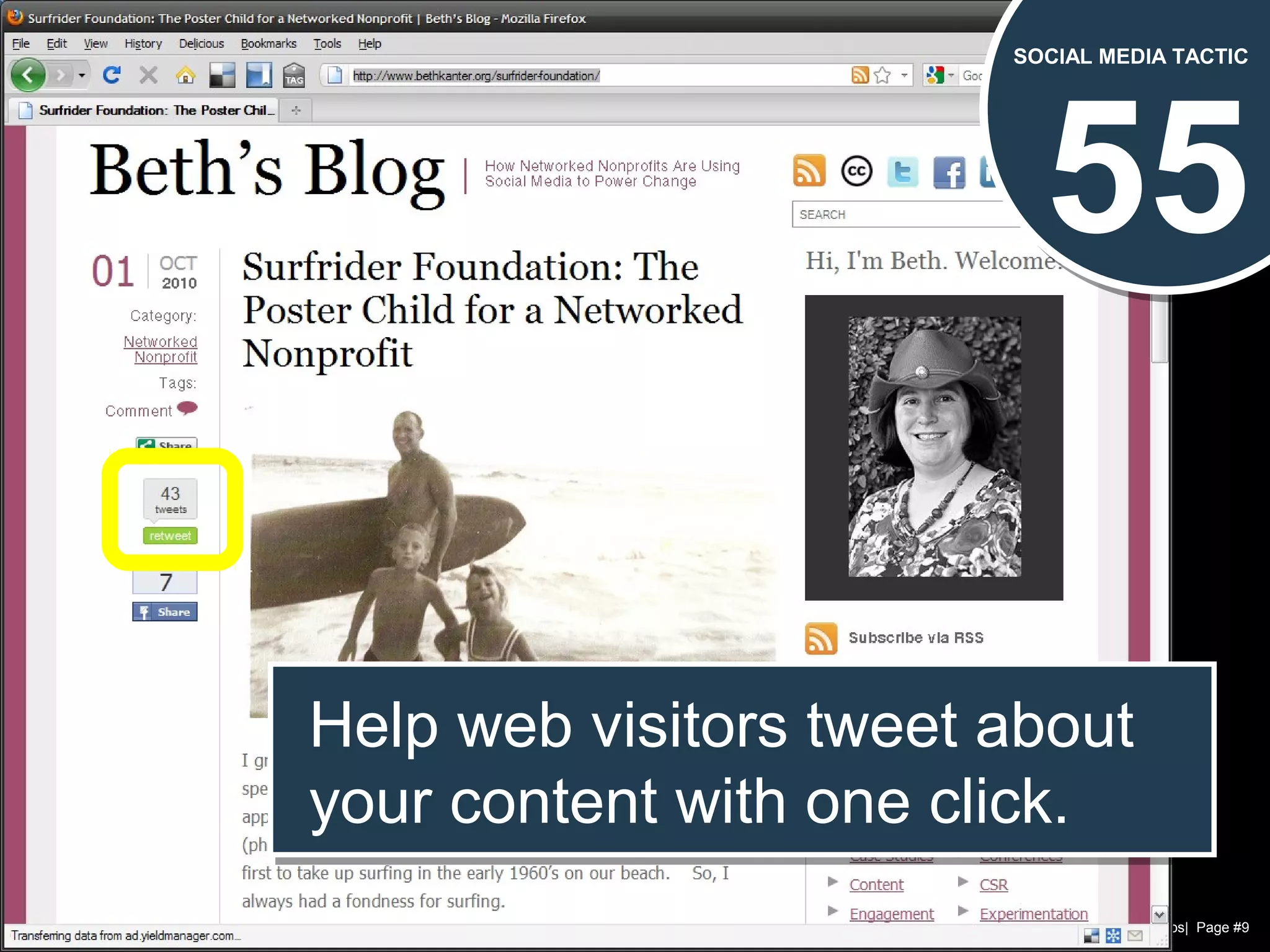 Chad Norman & Melanie Mathos| Page #9
55
SOCIAL MEDIA TACTIC
Help web visitors tweet about
your content with one click.
Help web visitors tweet about
your content with one click.
 