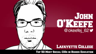 Top 50 Most Social CIOs in Higher Education
Lafayette College
@okeefej_62
John
O’Keefe
 