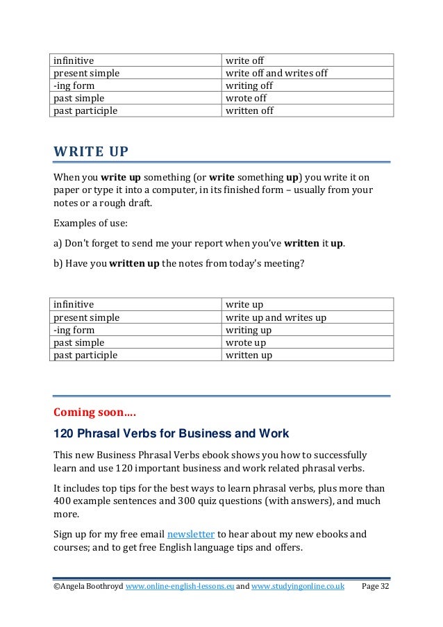 50 phrasal verbs for work and business work write up forms