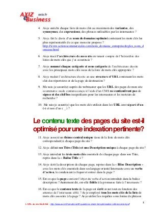 L’URL de ce check-list : http://www.axiz.fr/formations/50-questions-check-list-optimisation-referencement.pdf
2
mon site ?...