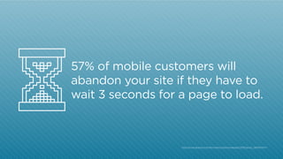 57% of mobile customers will
abandon your site if they have to
wait 3 seconds for a page to load.

http:/
/www.akamai.com/html/about/press/releases/2010/press_061410.html

 
