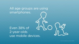 All age groups are using
smartphones.

Even 38% of
2-year-olds
use mobile devices.
http:/
/www.entrepreneur.com/article/229640

 