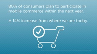 80% of consumers plan to participate in
mobile commerce within the next year.
A 14% increase from where we are today.

htt...