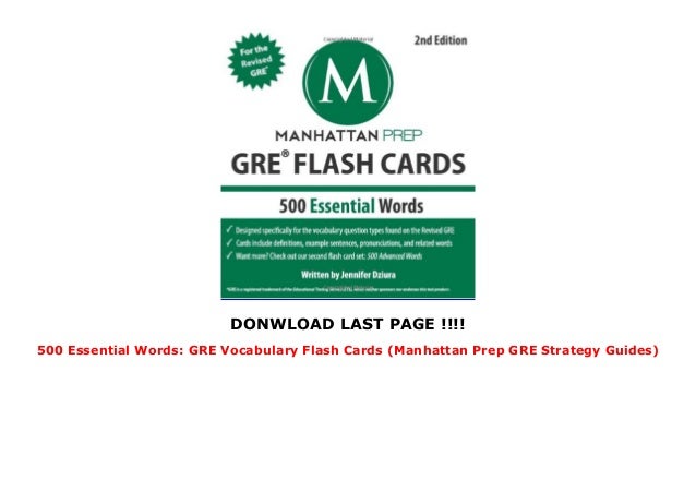 500 Essential Words: GRE Vocabulary Flash Cards (Manhattan Prep GRE ...