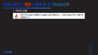 터닝포인트
1. 커리어 전환
커뮤니티가 [ 개인 ] 에게 준 것
 