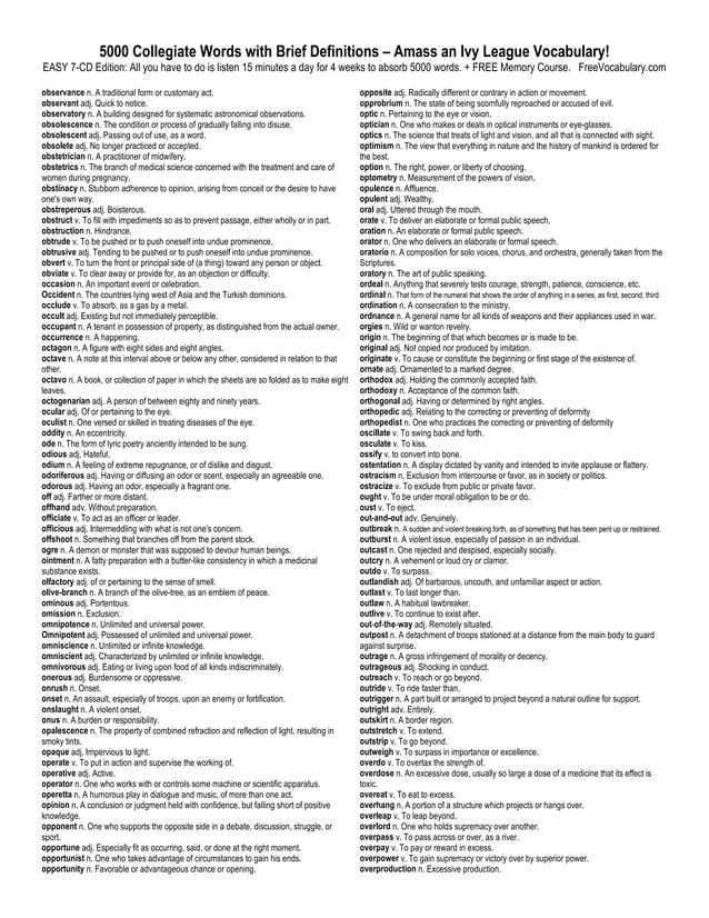 5000 Sat Words With Definitions | PDF