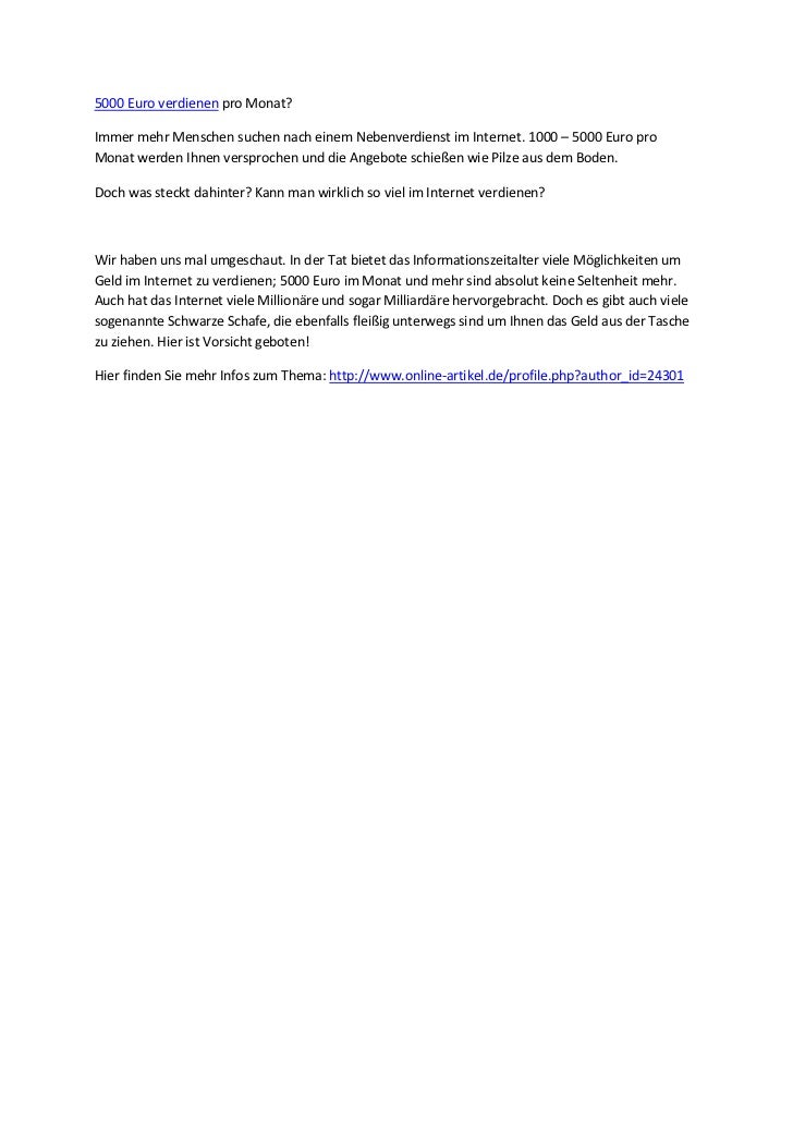5000 Euro Im Monat Verdienen 5000 Euro Im Monat Verdienen