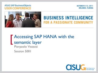 [Accessing SAP HANA with the
semantic layer
Pierpaolo Vezzosi
Session 5001
 