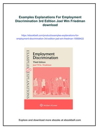 Examples Explanations For Employment Discrimination 3rd Edition Joel Wm ...