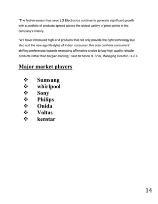After sales service: They provide after sales service for their customers when there is any sort of major or minor problem with the products, after receiving just a call by the customer they sent there technician to tackle the problem.  Offers:<br />     Generally KIRAN ENTERPRISES gives special offers on the of various occasion especially at the time of festivals like Depawali, Ramzan, etc.<br />Brands Available In Kiran Enterprises:<br />      Kiran enterprises deals with various brands, some of the major brands are<br />LG