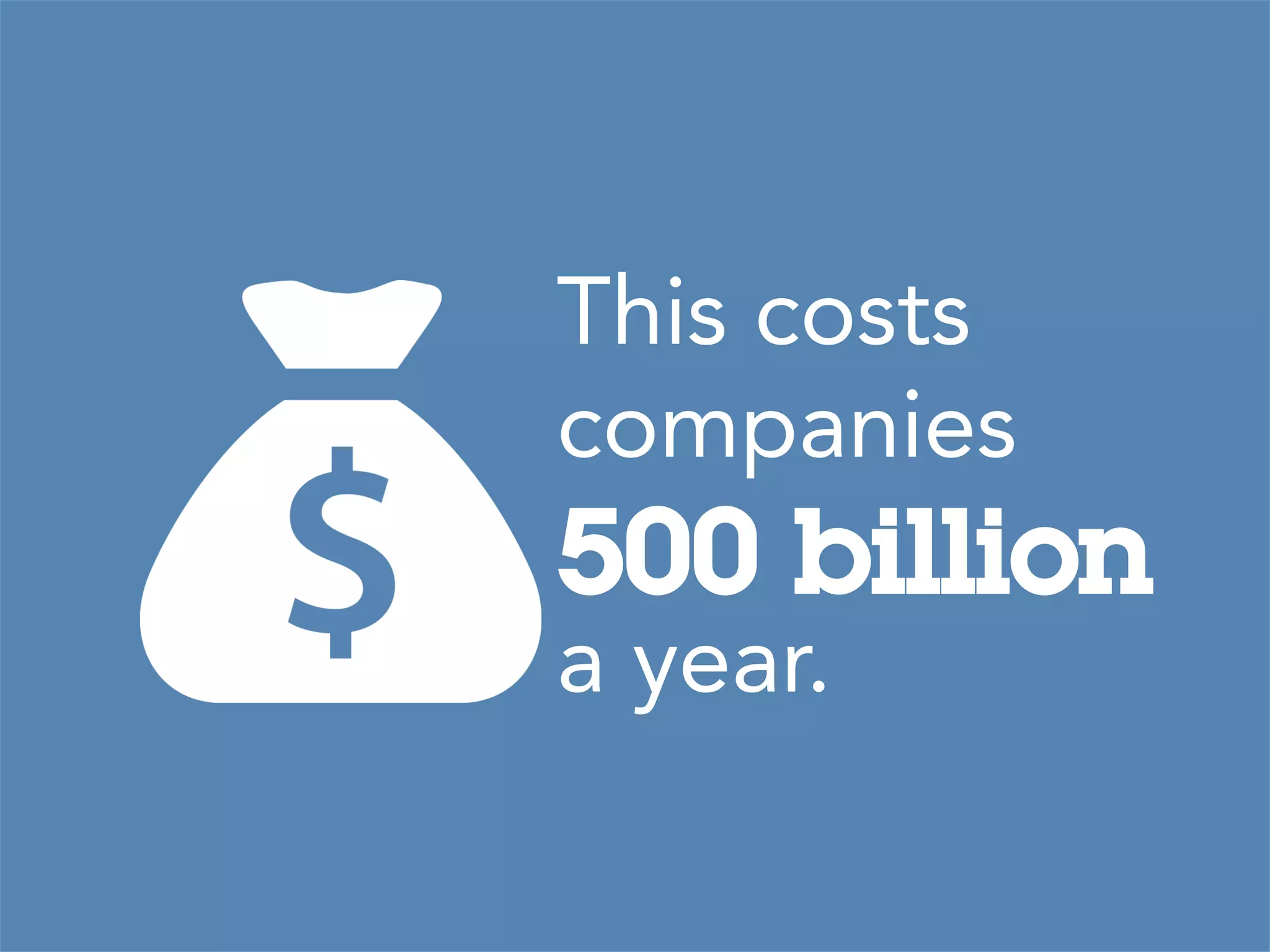  
	
  
This costs
companies 
500 billion
a year.
 