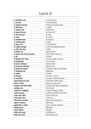 Pesquisar 10 expressões idiomáticas em inglês e seu significado