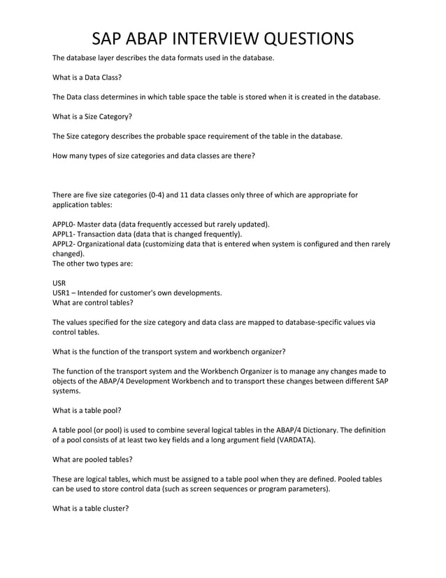 500+ SAP ABAP INTERVIEW QUESTIONS WITH ANSWERS | PDF
