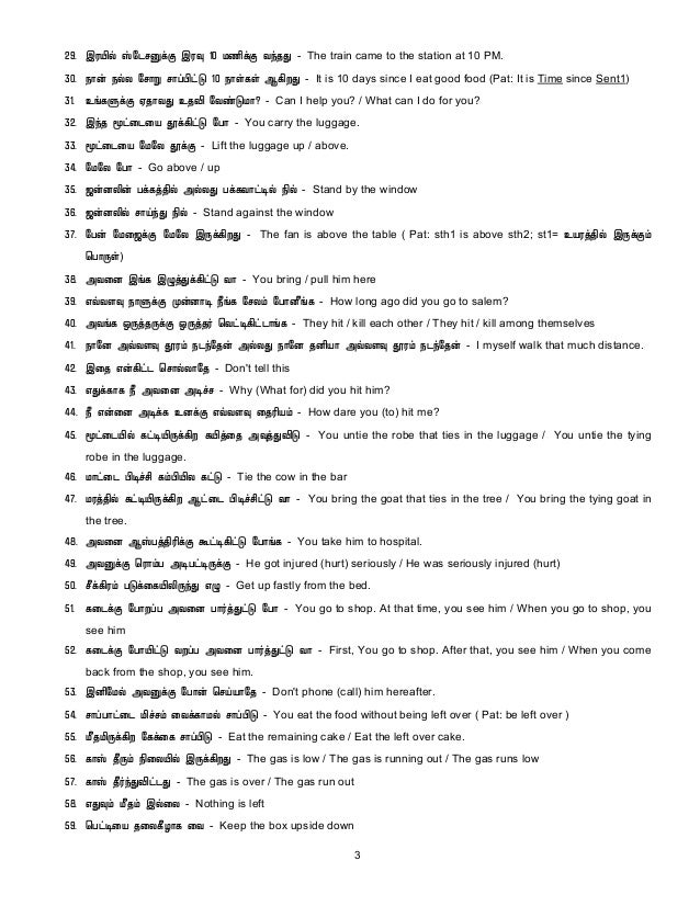500 Important Spoken Tamil Situations Into Spoken English Sentences