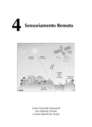 4	
Sensoriamento Remoto
Carlos Fernando Quartaroli
Luiz Eduardo Vicente
Luciana Spinelli de Araújo
 