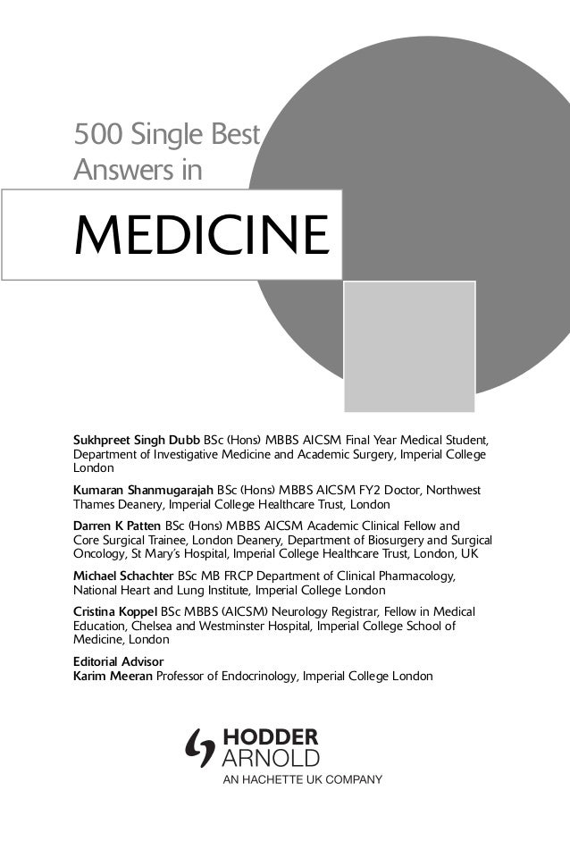 500 single best answers in medicine nbme internal medicine form 4 answers