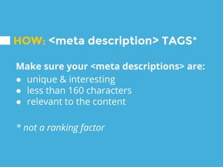 SEARCH CONSOLE: ON-SITE
TECHNICAL FACTORS
 