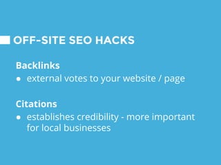PRO TIP: INTERNAL LINKS
Nav bars are above the fold links you
can use to target important pages.
 