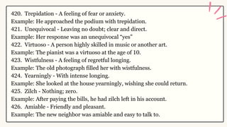 Trepidation Examples Vocabulary of urdu into english and manymore | PDF