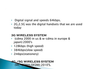 evolution of 3g,4g and beyond 5g systems | PPT