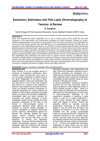 Extraction, Estimation and Thin Layer Chromatography of Tannins: A ...