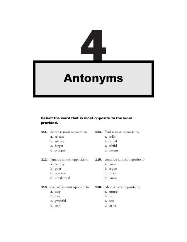 501 Synonym Antonym Questions 1