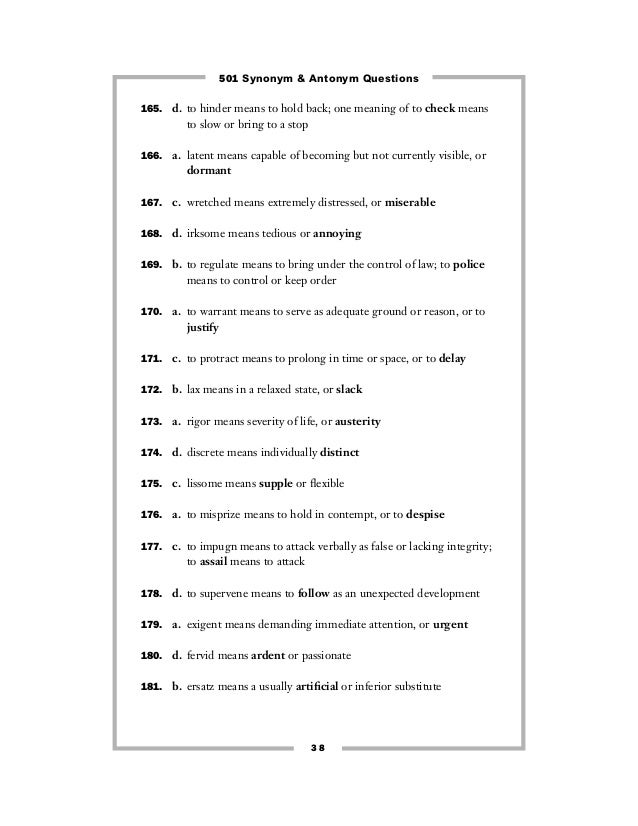 501 of synonym antonym