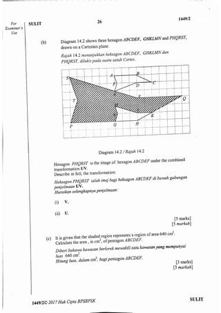Kertas 2 matematik Percubaan SPM 2017 SBP
