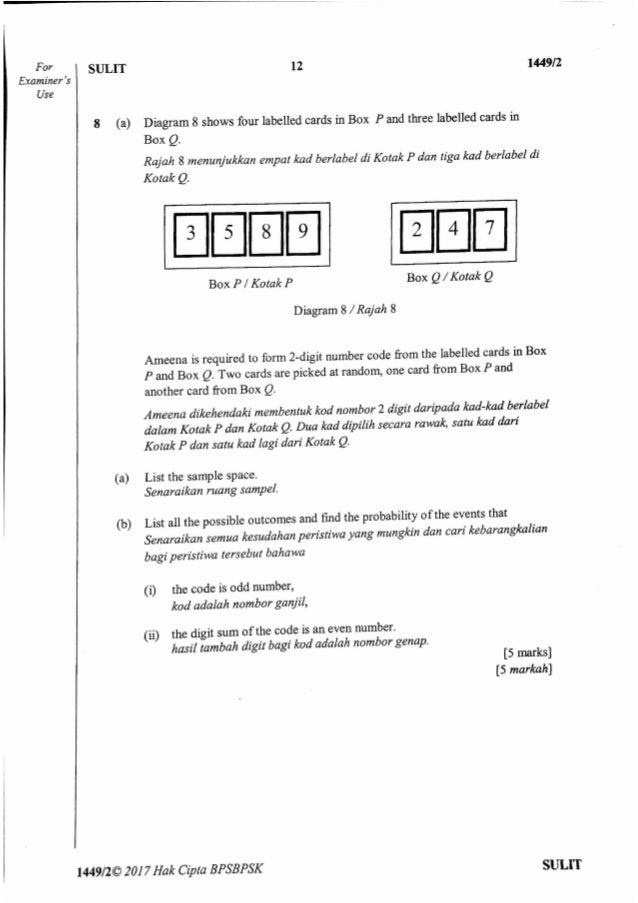 Kertas 2 matematik Percubaan SPM 2017 SBP
